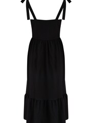 Pour Moi Black Laura Jersey Tie Strap Tiered Midi Dress - Image 5 of 5