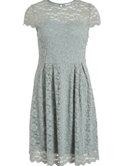 VILA Sage Green Short Sleeve Lace Pleated Occasion Dress - Image 5 of 5