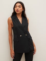 PIECES Black Tailored Waistcoat - Image 1 of 5
