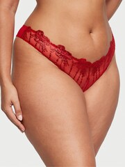 Victoria's Secret Lipstick Embroidery Red Brazilian Knickers - Image 1 of 3