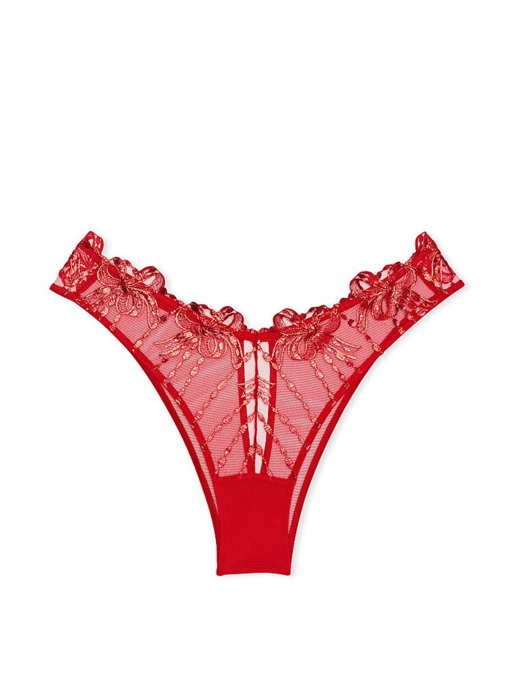 Victoria's Secret Lipstick Embroidery Red Brazilian Knickers - Image 3 of 3