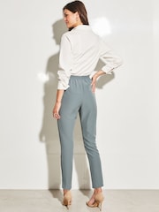 Lipsy Steel Blue Tailored Belted Tapered Trousers - Image 2 of 4