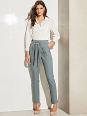 Lipsy Steel Blue Tailored Belted Tapered Trousers - Image 3 of 4
