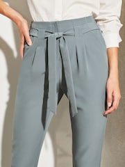 Lipsy Steel Blue Tailored Belted Tapered Trousers - Image 4 of 4