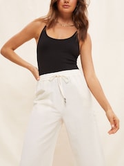 Friends Like These Ivory White Cropped Wide Leg Culottes With Linen - Image 4 of 4