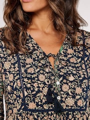 Apricot Black Multi Chintz Sarasa Border Boho Dress - Image 4 of 4