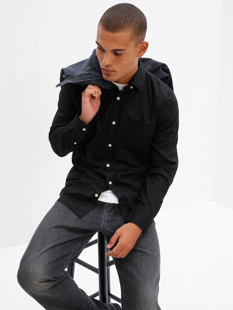 Gap Black Stretch Button-Up Slim Fit Shirt - Image 1 of 1