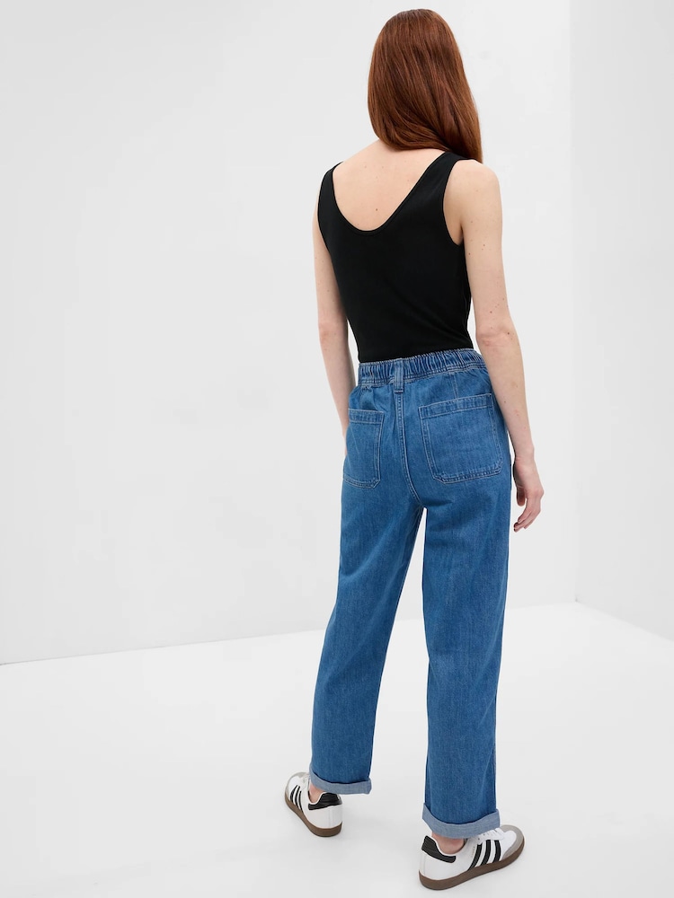 Gap Blue Mid Rise Pull On Easy Jeans - Image 2 of 6