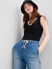 Gap Blue Mid Rise Pull On Easy Jeans - Image 3 of 6