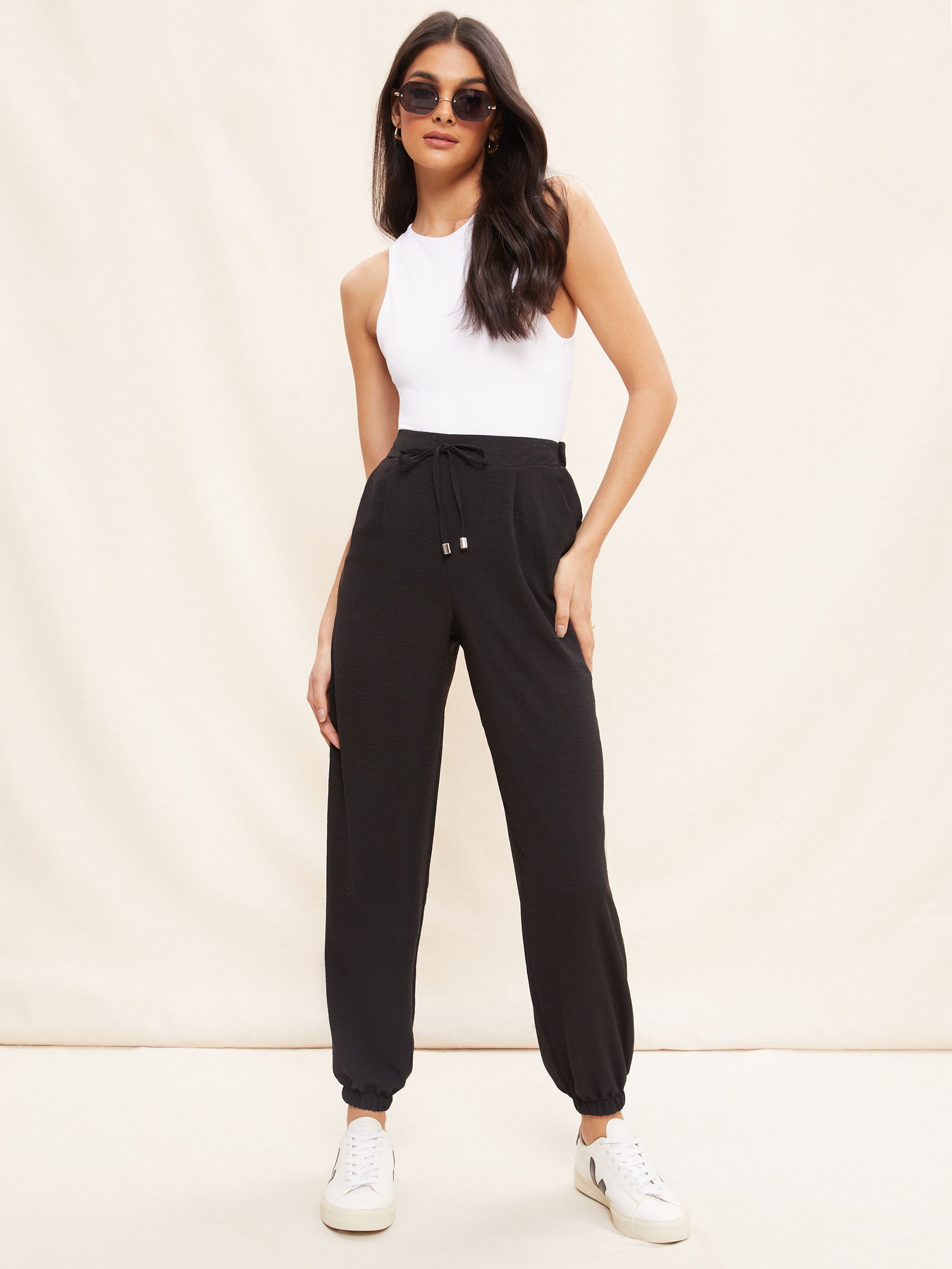 Buy Friends Like These Black Tie Front Woven Cuffed Joggers from Next Luxembourg