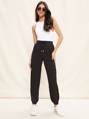 Friends Like These Black Tie Front Woven Cuffed Joggers - Image 3 of 4