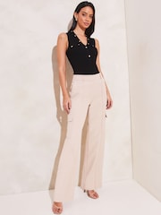 Lipsy Black Knitted Button V Neck Sleeveless Vest Top - Image 4 of 4