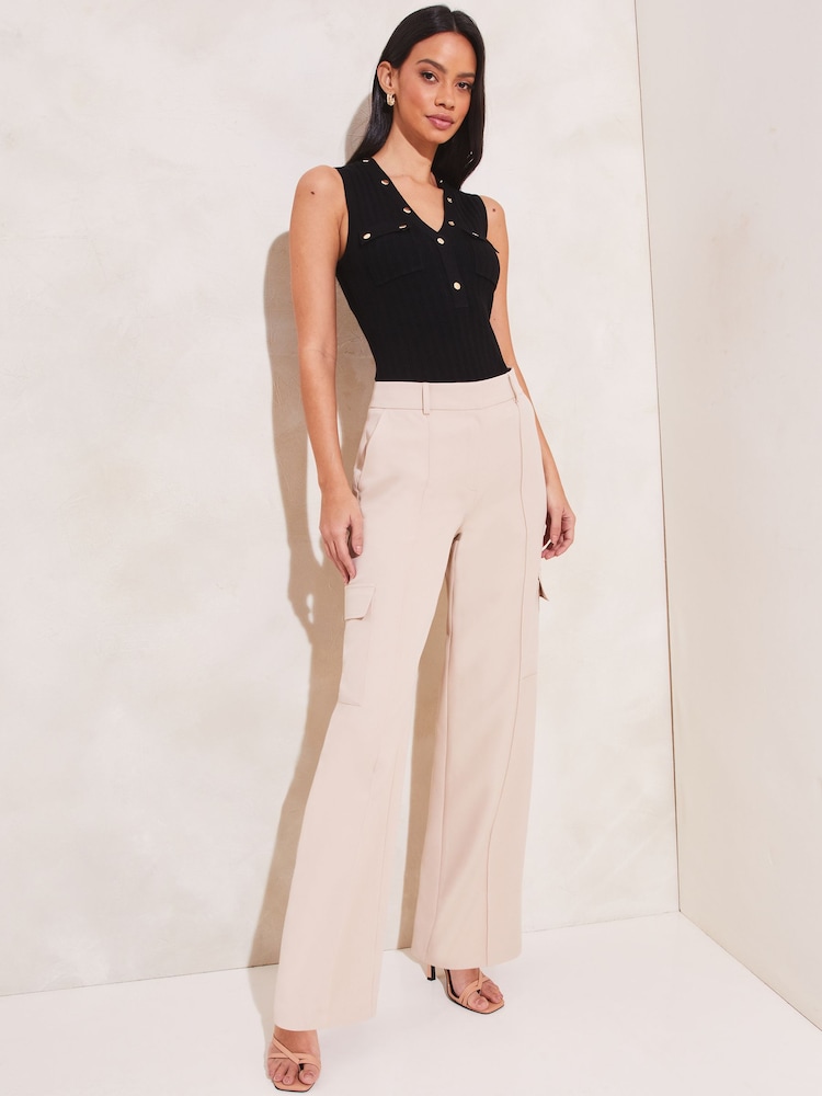 Lipsy Black Knitted Button V Neck Sleeveless Vest Top - Image 4 of 4