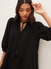 VERO MODA Black Cheesecloth Tiered Summer Smock Dress - Image 5 of 6