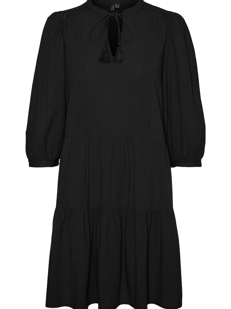 VERO MODA Black Cheesecloth Tiered Summer Smock Dress - Image 6 of 6