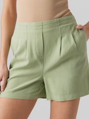 VERO MODA Sage Linen Blend Pleat Front Smart Shorts - Image 1 of 1