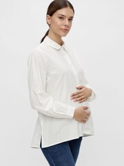 Mamalicious White Long Sleeve Button Up Maternity Shirt - Image 1 of 5
