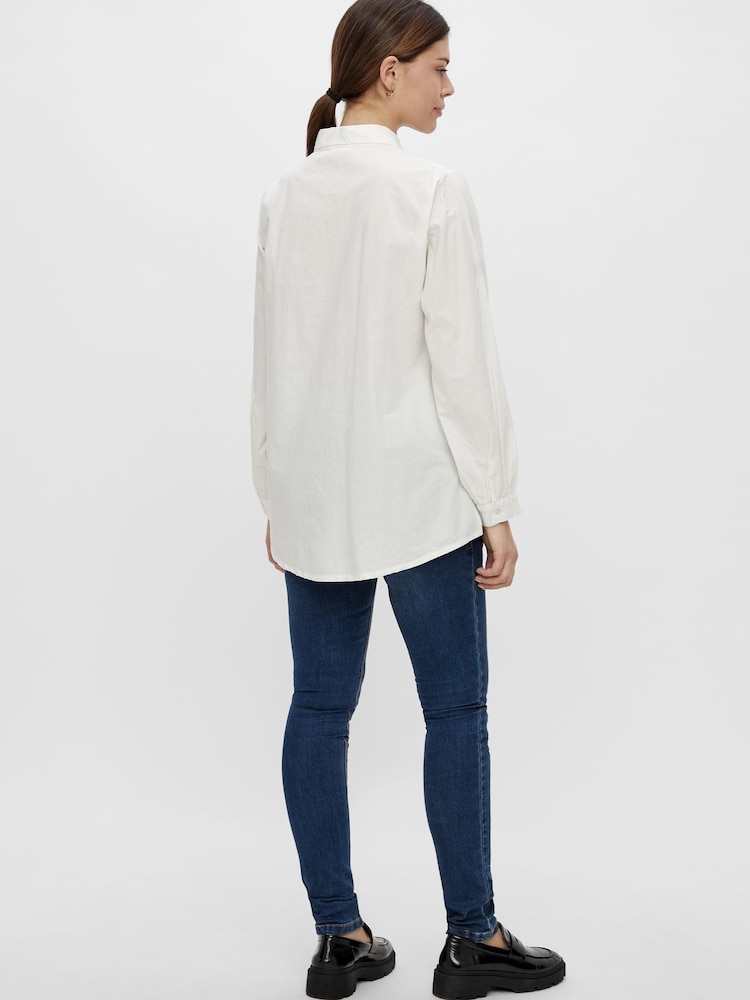Mamalicious White Long Sleeve Button Up Maternity Shirt - Image 2 of 5