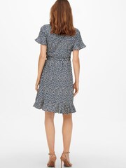 ONLY Blue Floral Ditsy Short Sleeve Wrap Summer Midi Dress - Image 3 of 5
