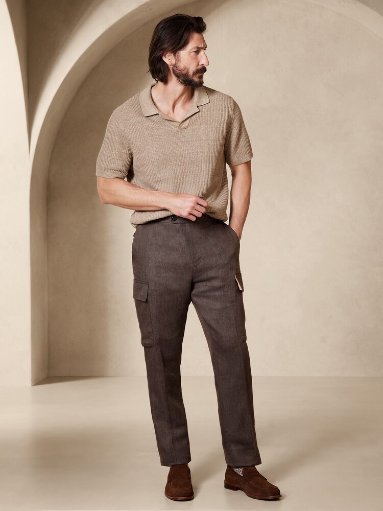 Banana Republic Brown Linen Cargo Dress Trousers - Image 1 of 4