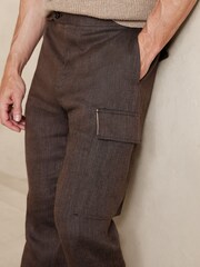 Banana Republic Brown Linen Cargo Dress Trousers - Image 3 of 4