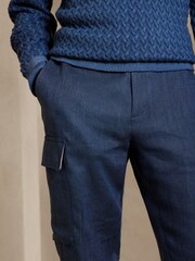 Banana Republic Blue Linen Cargo Dress Trousers - Image 2 of 3