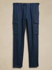 Banana Republic Blue Linen Cargo Dress Trousers - Image 3 of 3