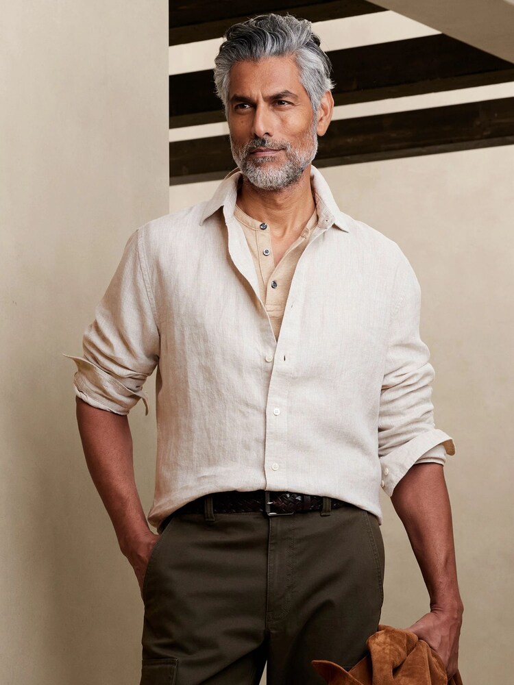 Banana Republic Beige Castello Linen Shirt - Image 1 of 1