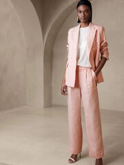 Banana Republic Orange Palma Wide-Leg Linen Trousers - Image 1 of 4