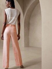 Banana Republic Orange Palma Wide-Leg Linen Trousers - Image 2 of 4