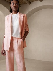 Banana Republic Orange Palma Wide-Leg Linen Trousers - Image 3 of 4