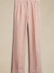 Banana Republic Orange Palma Wide-Leg Linen Trousers - Image 4 of 4