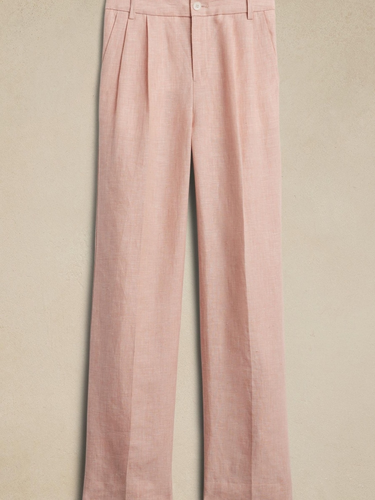 Banana Republic Orange Palma Wide-Leg Linen Trousers - Image 4 of 4