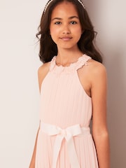 Lipsy Light Pink Pleated Chiffon Occasion Jumpsuit - Image 4 of 4