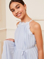 Lipsy Blue Pleated Chiffon Occasion Dress - Image 2 of 4