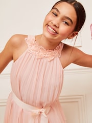Lipsy Light Pink Pleated Chiffon Occasion Dress - Image 3 of 4