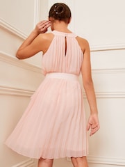 Lipsy Light Pink Pleated Chiffon Occasion Dress - Image 4 of 4