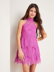 Lipsy Purple Tiered Lace Occasion Dress - Image 1 of 3