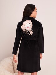 Черный - Велюровый халат с вышивкой Lipsy - Image 3 of 4