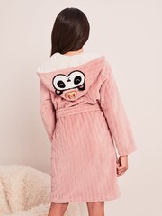 Lipsy Pink Fleece Embroidered Dressing Gown - Image 2 of 4
