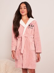 Lipsy Pink Fleece Embroidered Dressing Gown - Image 3 of 4