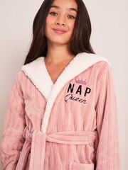 Lipsy Pink Fleece Embroidered Dressing Gown - Image 4 of 4
