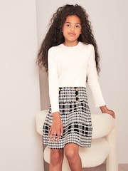 Lipsy White Check 2in1 Long Sleeve Knitted Dress - Image 3 of 4