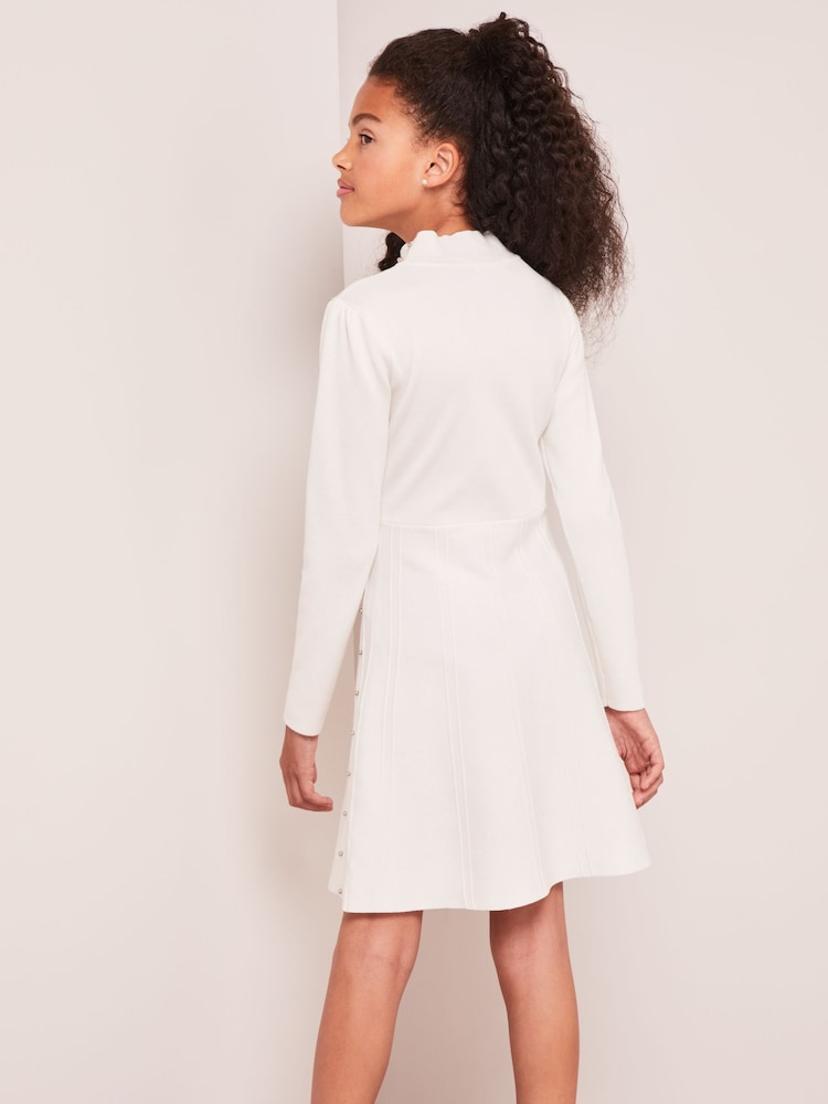 Lipsy Cream Embellished Knitted Dress - Image 4 of 4 Lipsy Cream Embellished Knitted Dress - Image 4 of 4