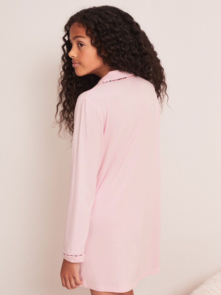Lipsy Pink Jersey Long Sleeve Shirt Nightie - Image 2 of 4