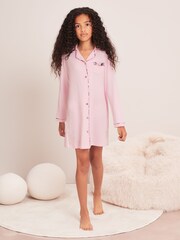 Lipsy Pink Jersey Long Sleeve Shirt Nightie - Image 3 of 4