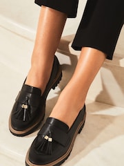 Lipsy Black Regular Fit Tassel Chunky Slip On Loafer - Image 1 of 5