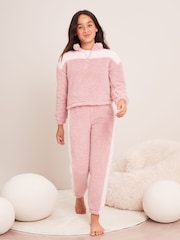 Lipsy Pink Cosy Twosie Fleece Pyjamas - Image 2 of 4