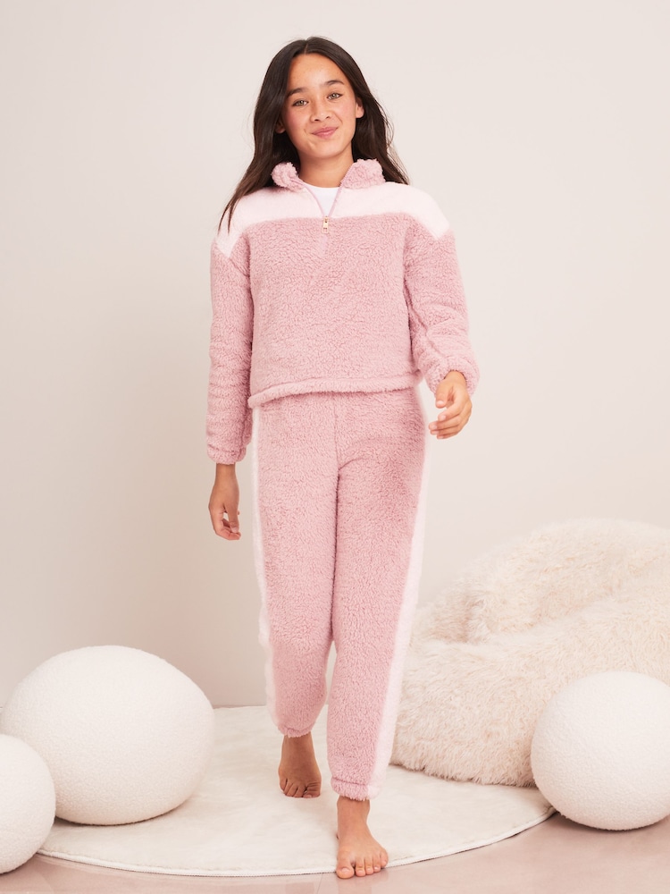 Lipsy Pink Cosy Twosie Fleece Pyjamas - Image 2 of 4 Lipsy Pink Cosy Twosie Fleece Pyjamas - Image 2 of 4