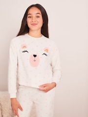 Lipsy White Cosy Fleece Novelty Pyjamas - Image 3 of 4